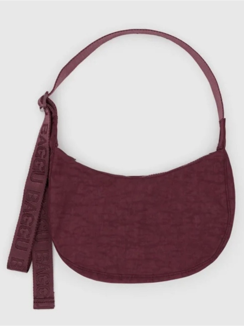 BAGGU Small Crescent Bag-  Mahogany - Monochrome Nylon Burgundy Red